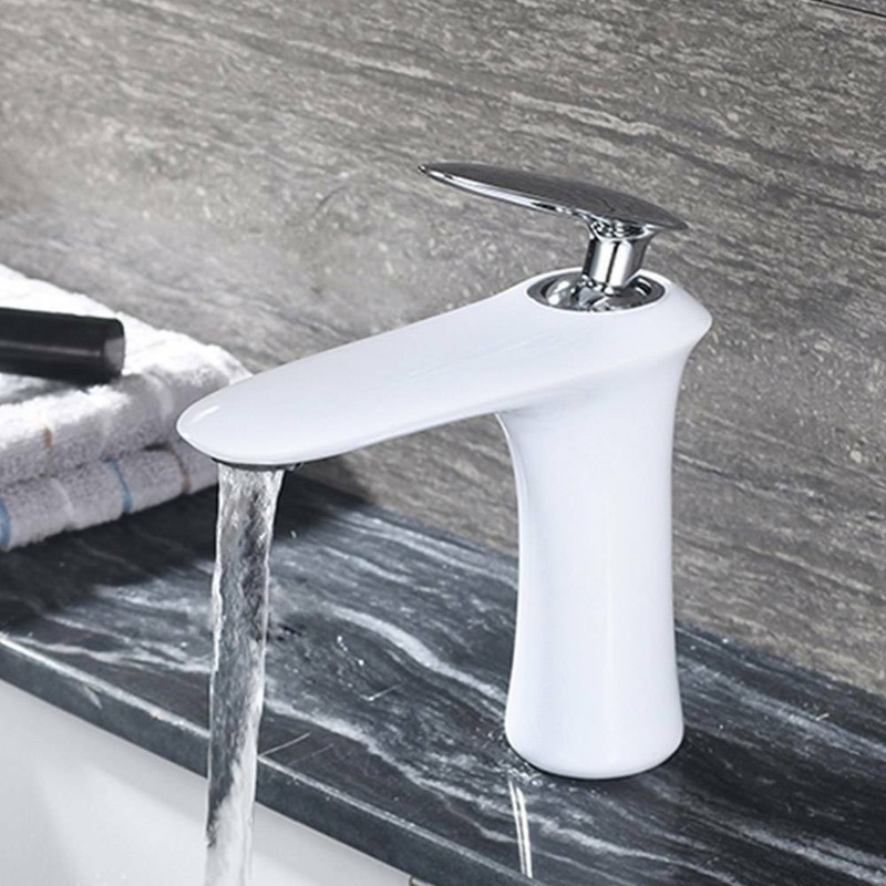 Waschtischarmatur Wasserhahn Mischbatterie Einhandmisch Badezimmer Bad weiß DE