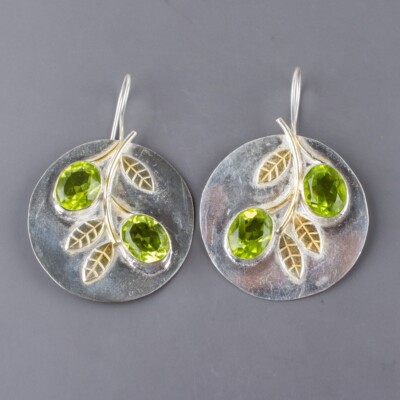 Natural Peridot Gemstone Drop/Dangle Earrings 925 Sterling Silver For Girls