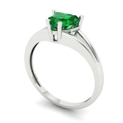 Pre-owned Pucci 1.5 Ct Heart Cut Statement Designer Simulated Emerald Ring Real 14k White Gold