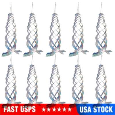 Hanging Bird Repellent Reflective Scare Rods Spiral Deterrent Control Device Lot