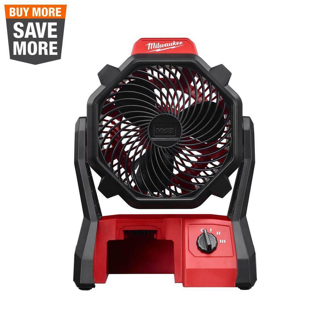 Milwaukee 18 V Lithium-Ion Cordless Jobsite Fan Tool Only Powerful Airflow High