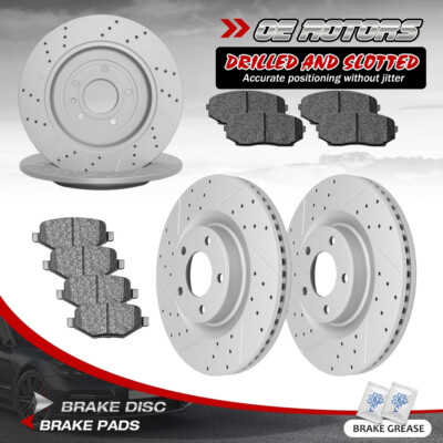 Front and Rear Disc Rotors + Brake Pads for 2011 - 2014 Ford Edge Lincoln MKX