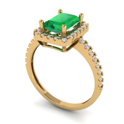 Pre-owned Pucci 1.8 Emerald Simulated Emerald Modern Statement Designer Ring 14k Yellow Gold