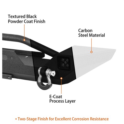 Fit 1987-1995 Jeep Wrangler YJ Front Bumper w/ Winch Plate & LED Lights & D-Ring