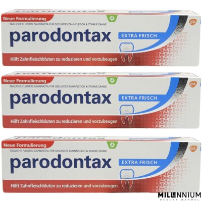 Parodontax Zahnpasta extra frisch - 3 x 75 ml - Tägliche Fluorid Zahncreme