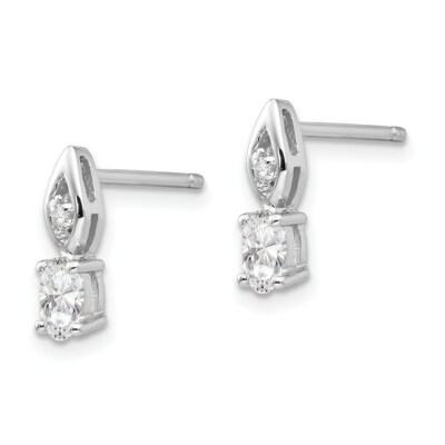 Pre-owned Superdealsforeverything Real 14kt White Gold White Topaz And Diamond Post Earrings