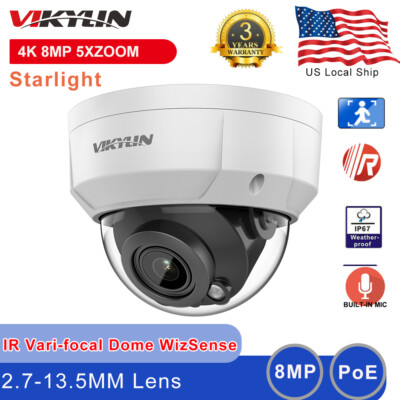 Vikylin Dahua OEM 4K 8MP IP Camera 5X ZOOM Starlight IR Night PoE Dome Outdoor