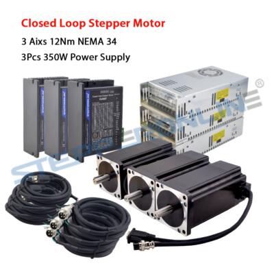 STEPPERONLINE 3 Axis 12Nm Nema34 Closed Loop Stepper Motor Driver CL86T V4.1 Kit