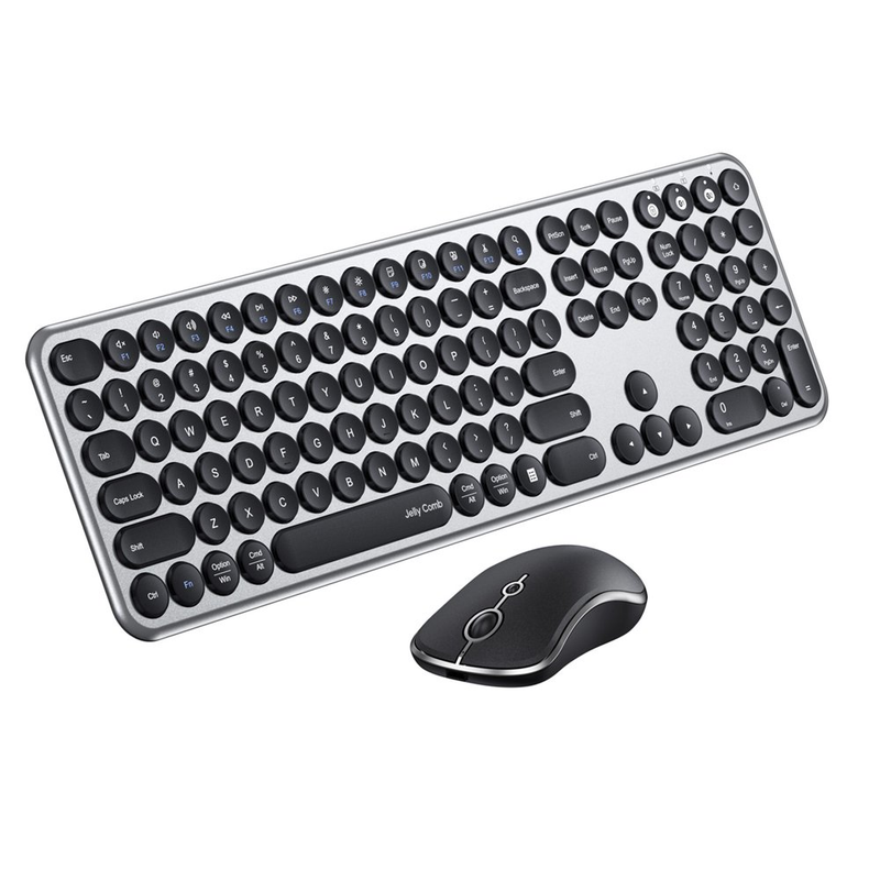 Multi-Device Bluetooth Keyboard and Mouse, Jelly Comb Full-Size Ergonomic 2.4G W