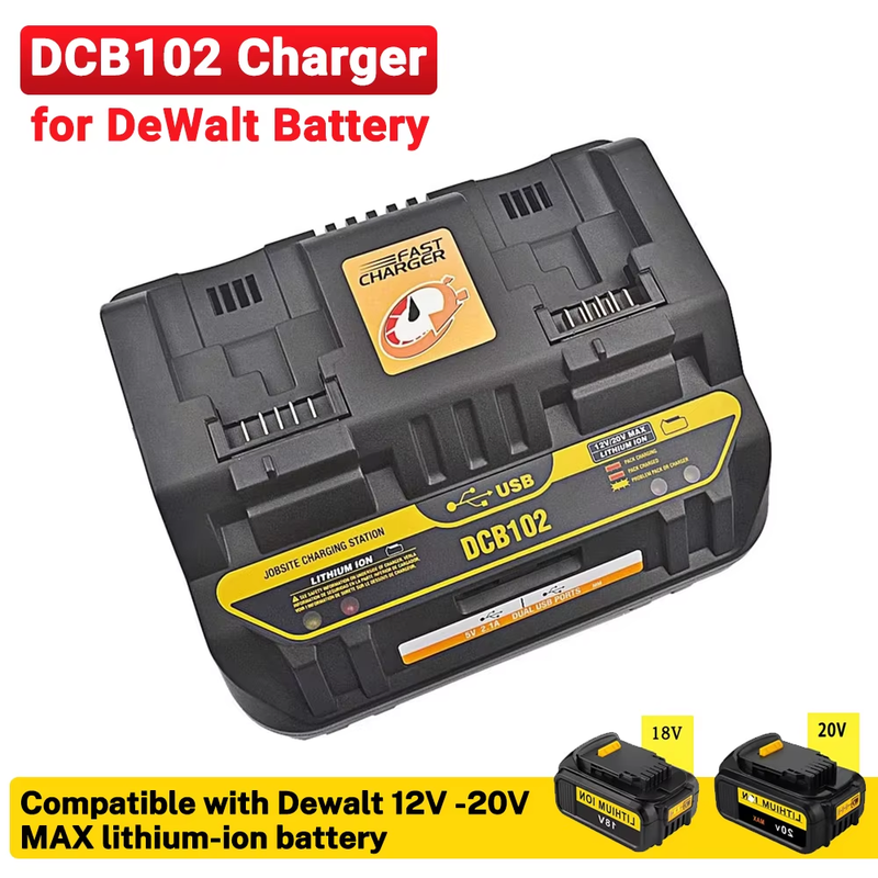 DCB102 Charger Rapid 2 Slide Port 4A Charging Current USB 2A DCB200 DCB140 For D
