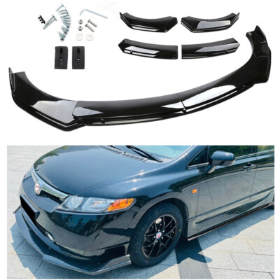 Gloss Black Car Front Bumper Lip Spoiler Splitter Body For Honda Civic 2006-2022