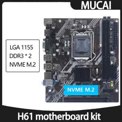 H61 Motherboard LGA 1155 Compatible Intel Core Cpu 2nd and 3rd Gen M.2 NVME SDD