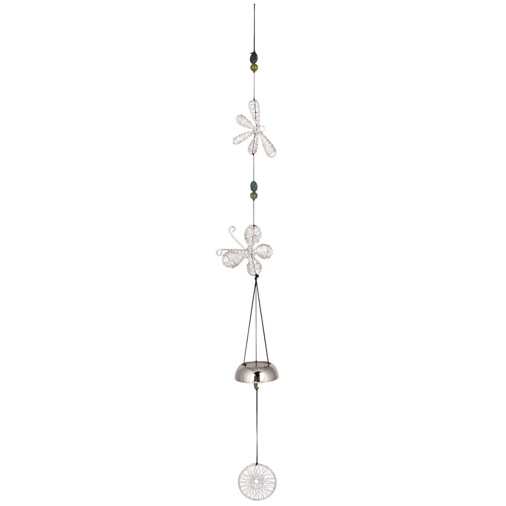 Woodstock Bell Chime Silver Flutter Bell String Butterfly Dragonfly NIB