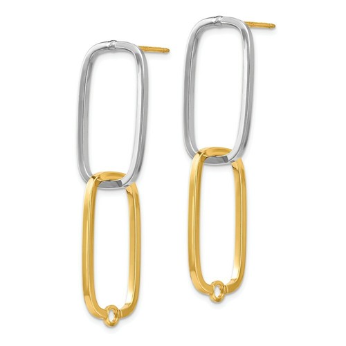 Pre-owned Accessories & Jewelry 14k Two Tone Gold 1.4mm Rectangle Interchanging Versatile Earrings Italian Gold