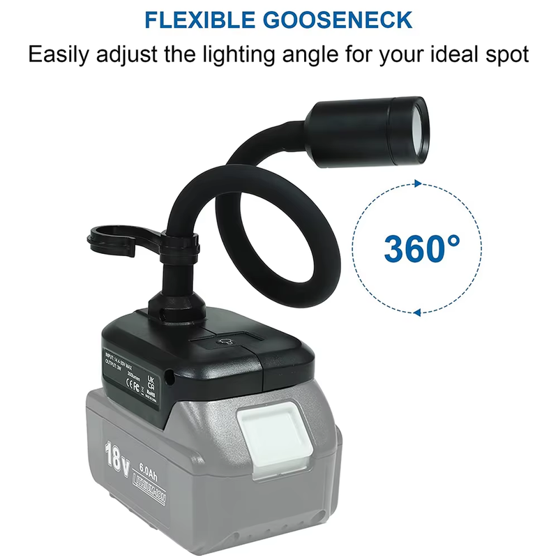 Desk Work Hose Lamp Suitable For Makita Bosch For Dewalt Milwaukee Black Decker