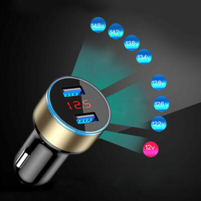 Dual USB Car Charger,3.1A Output,Cigarette Lighter Voltage Meter 2 Ports 4 color