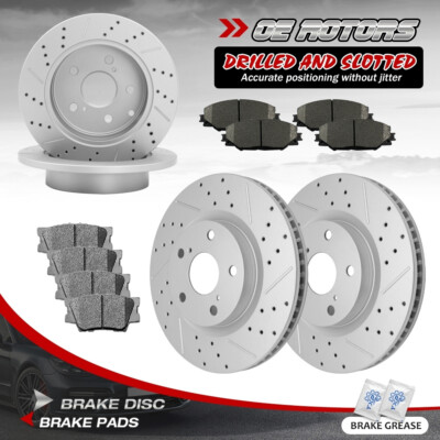 Front & Rear Disc Rotors + Brake Pads for 2006 - 2018 Toyota Rav4
