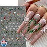 4 Sheets Christmas Nail Stickers Holly Leaf Nail Art Stickers Snowflake Elk Xmas Tree Nail Decals 5D Embossed Self-Adhesive Nail Art Supplies for Women Winter Holiday DIY Manicure Decoration