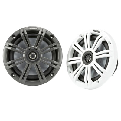 Kicker 45KM654 6-1/2'' Marine Speakers with Charcoal and White Grilles