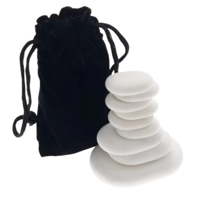 9 PC MARBLE COLD STONE SET - (COLD THERAPY) MASSAGE STONE KIT WITH VELVET CASE