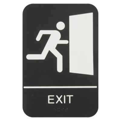Thunder Group PLIS6956BK 6'' x 9'' ''Exit'' Information Sign w/ Braille