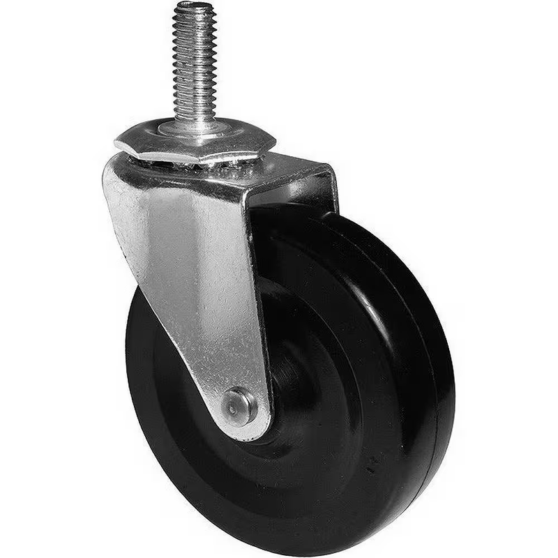 Swivel Stem Caster 4 Inch Black Zinc Rubber Wheel Non Braking 132 lb Load Rating