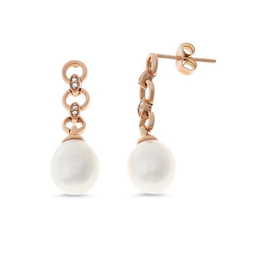 StoneHenge 14K Pearl Drop Earrings SO0072 Crystal Pearl C.Z
