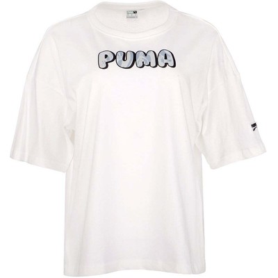 

Футболка Puma Downtown Marble Graphic с круглым вырезом и короткими рукавами женская белая повседневная, Белый