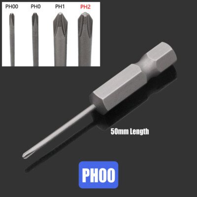 1/4'' Hex Shank Cross Head Screwdriver Bit 50/75mm Length S2 Magnetic Phillips