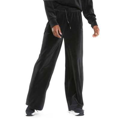 

Puma Her Velour Wide Drawstring Pants Женские черные повседневные спортивные штаны 84688, Черный, Puma Her Velour Wide Drawstring Pants