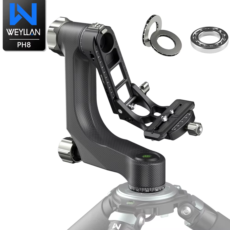 PH8 Professional Gimbal Tripod Head Carbon Fiber Heavy Duty Arca Swiss Q.R Plate