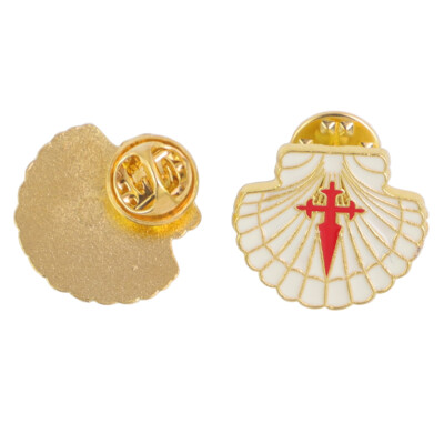 12pcs Camino de Santiago Road Marker Scallop Shell James Cross Pilgrim Lapel Pin