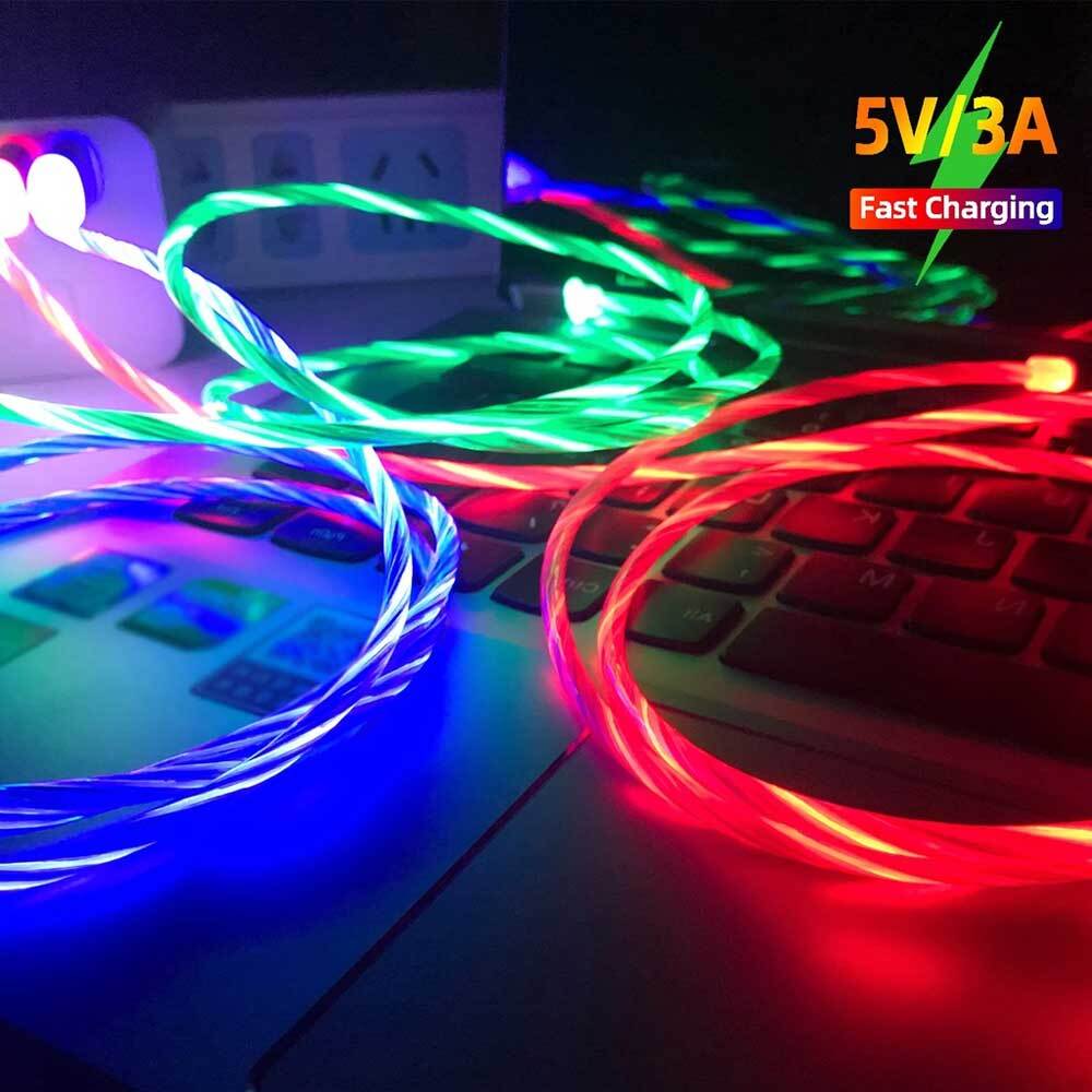 LED Light Up Fast Charger Cable USB Charging Data Cord For i