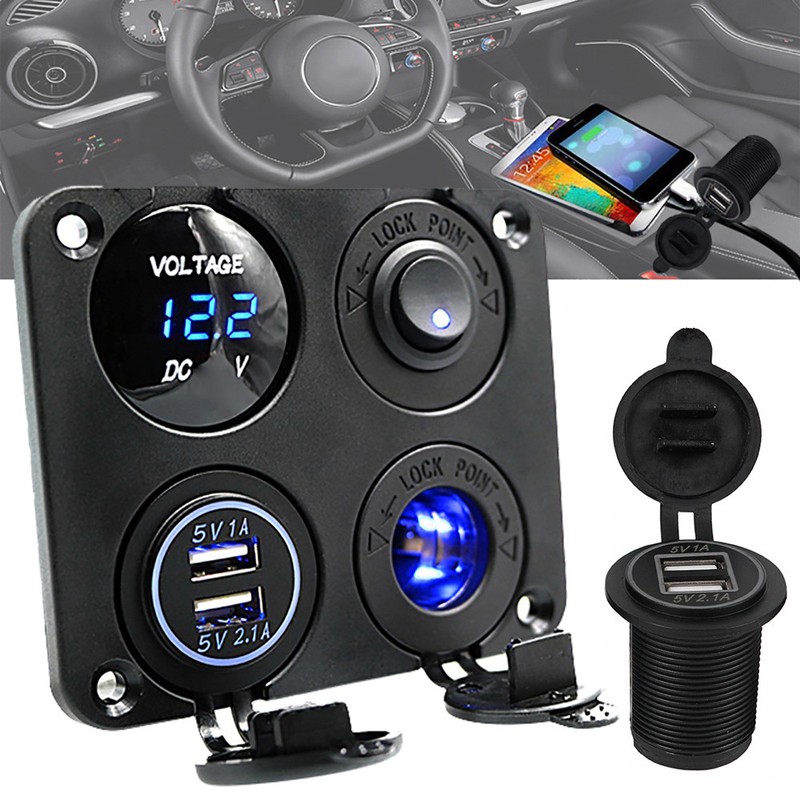 Socket Switch Panel 2 Usb Charger Adapter Voltmeter·