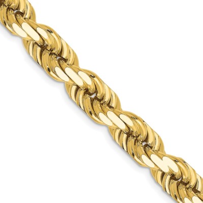 Pre-owned Superdealsforeverything Real 14k Yellow Gold 22 Inch 8mm Diamond-cut Rope Chain