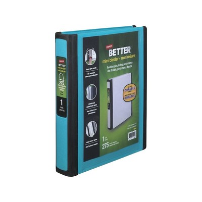 Staples Better Mini 1-Inch D 3-Ring View Binders Teal (20948) 924440