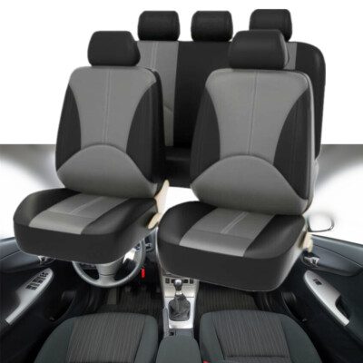 Full Set 9pcs PU Leather Car Seat Covers Protectors Universal 5-Sits SUV Cushion