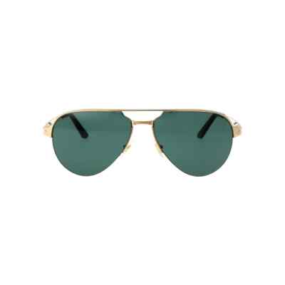Pre-owned Cartier Ct0386s-002 Gold Sunglasses In Green