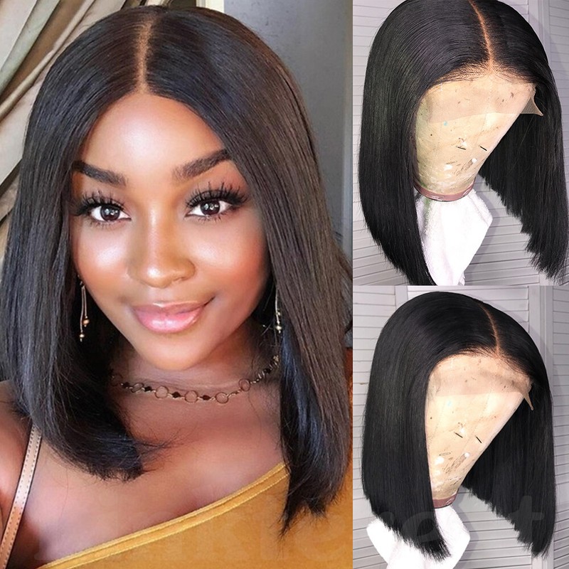 100 Real European Virgin Human Hair Lace Front Wig Short Bob