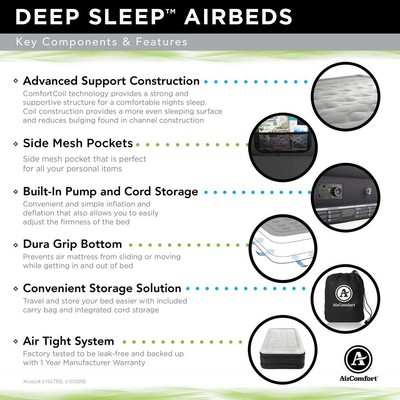 Air Comfort Mattress Deep Sleep Twin Size Raised Built-in Pump Soft Sueded Top