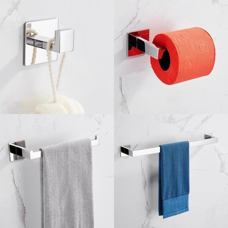Strong Viscosity Adhesive 4 Pcs Bathroom Accessories Set Brushed Towel Bar Set