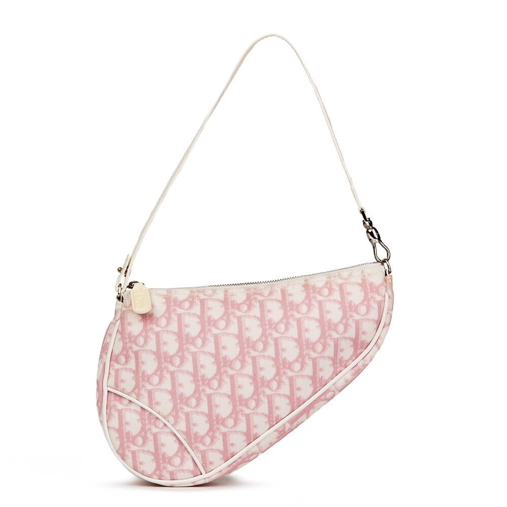 100 Authentic Christian Dior Trotter Saddle PVC Pink mini saddle bag