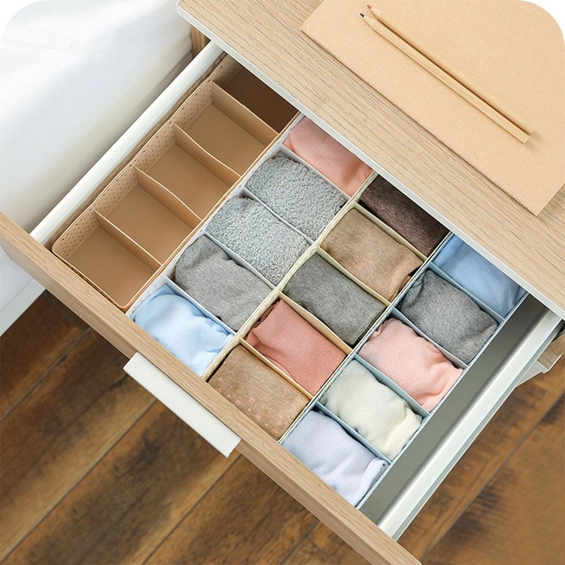 Plastic Solid 5 Cells Underwear Bra Sock Tie Organizer Storage Box