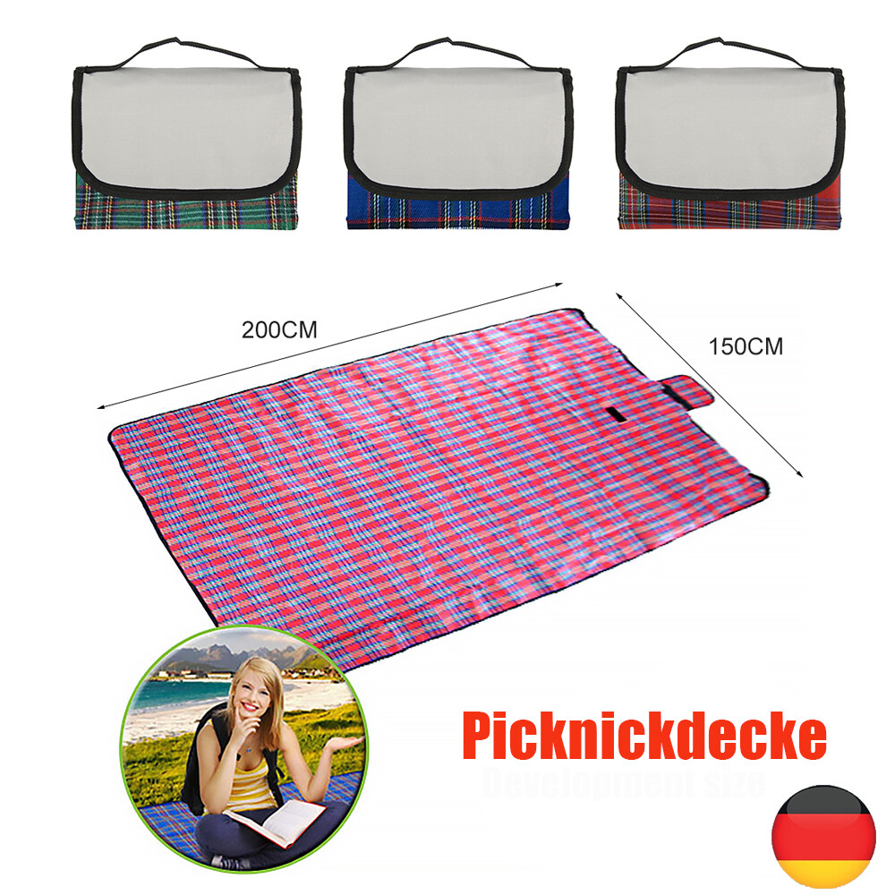 Picknickdecke 200X150CM Klappbare Rasendecke Stranddecke Camping Wasserdicht DE