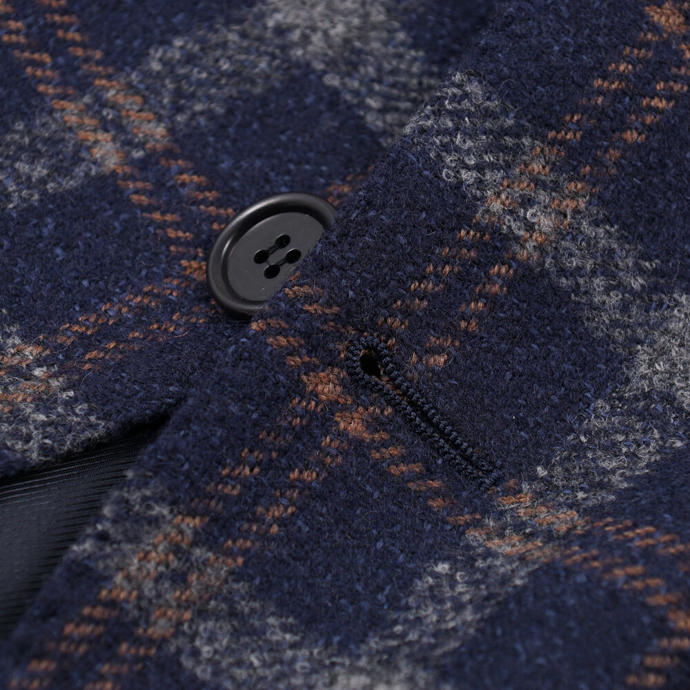 Pre-owned Sartoria Partenopea $3195  Navy Blue Layered Check Wool Sport Coat 40 R