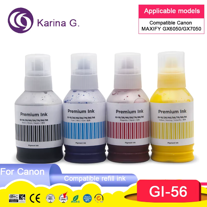 GI56 GI 56 GI-56 Premium Compatible Color Bulk Water Based Bottle Refill Ink For