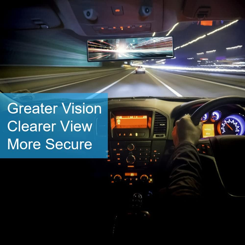 Car Rearview Mirror 12 Inch HD Glass anti Glare Clip on Panoramic Wide Angle Car