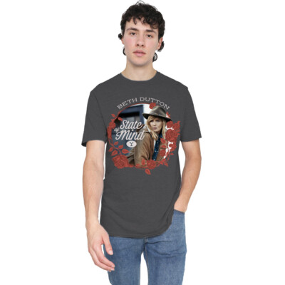 Yellowstone Beth Dutton State T-Shirt S-2XL, Charcoal Heather