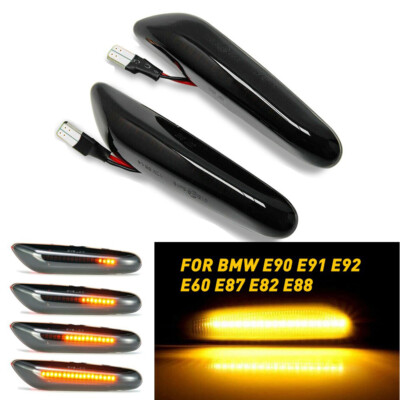 Smoked LED Sequential Side Marker Lights For BMW E60 E61 E82 E88 E90 E91 E92 E93