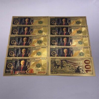 10pc/set 2024 Nov.6 President Trump 2025 Gold Banknote Make America Great Again